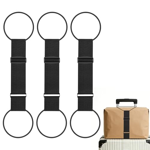 3PCS Luggage Straps,Adjustable Luggage Connector Straps with Heavy-Duty Elastic Belt to Connect Two Suitcases,Add a Bag Lu...