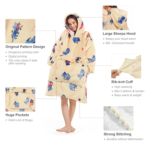 Narecte Cozy Oversized Blanket Hoodie Wearable Blanket Adults Soft Hooded Blanket Hoodie Birthday Gifts for Women Christmas