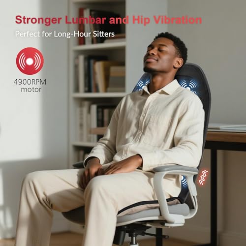 COMFIER Back Massager for Chair – Upgraded Vibration Chair Massager, Deep Tissue Back Massager for Pain Relief, Massage Ch...
