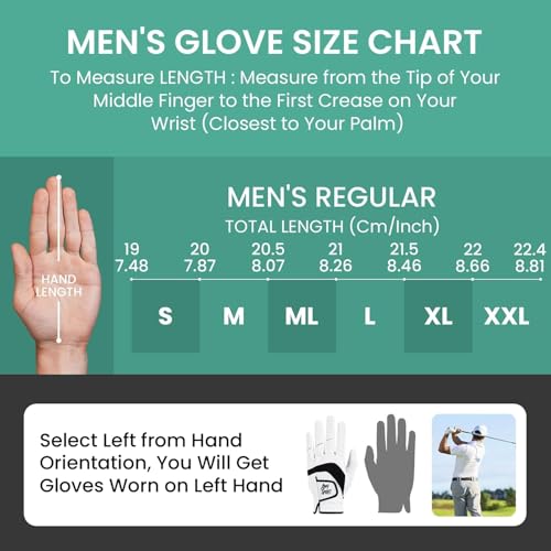 Amy Sport Golf Gloves Men Right Handed Golfer Left Hand 1 or 3 Pack PU Leather All Weather Grip Soft Breathable Flexible f...