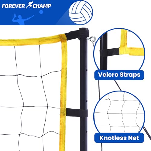 Forever Champ Volleyball Net for Backyard, Beach, Home, Includes 32x3 Ft Regulation Size Net, 8.5-Inch PU Volleyball, Carr...