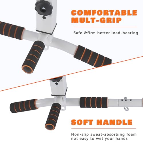 Getanye Wall Mounted Pull Up Bar Chin Up bar Multifunctional Adjustable Dip Station for Indoor Home Gym Workout, Power Tow...