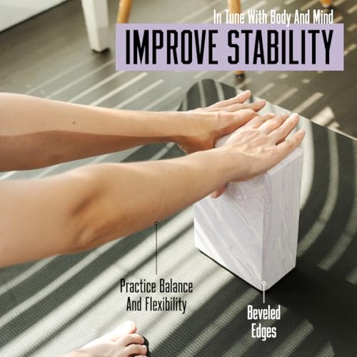 Blocks for Yoga | Non-Slip Exercise Blocks for Working Out, Pilates, Stretching, Meditation | Lightweight & Durable Yoga T...