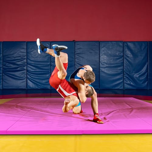 BalanceFrom 10x4 Feet 4-Panel Folding Gymnastics Mat – 2-Inch Thick Pad with Vinyl Surface and Carrying Handles for Tumbli...