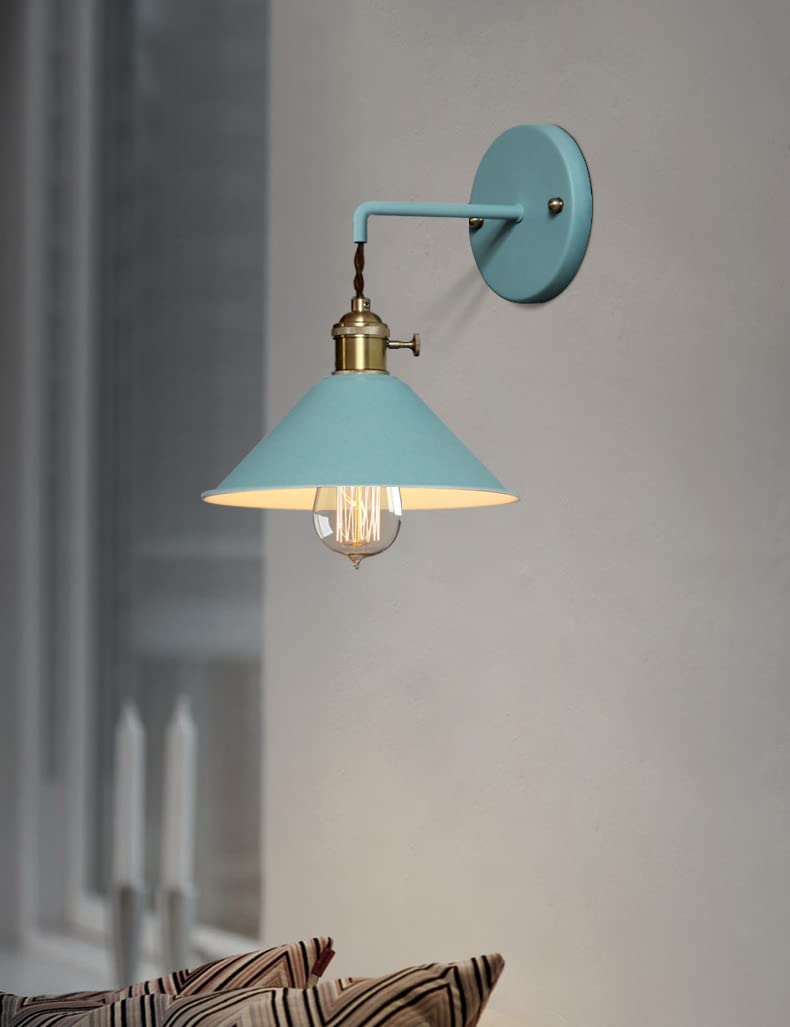 Iyoee Plug In Wall Sconces Set Of 2, Blue Copper With E26 Edison Bulb Holder, Mkl07-2/Blue, Frosted discomfort-reducingt Body