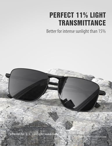 LUENX Rectangular Polarized Aviator Sunglasses for Men Retro Pilot Shades Driving UV400 Protection