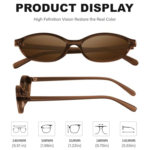 YMRFW Retro Oval Cat Eye Sunglasses for Women Y2k Designer Trendy Narrow Shades UV protection Sun Glasses