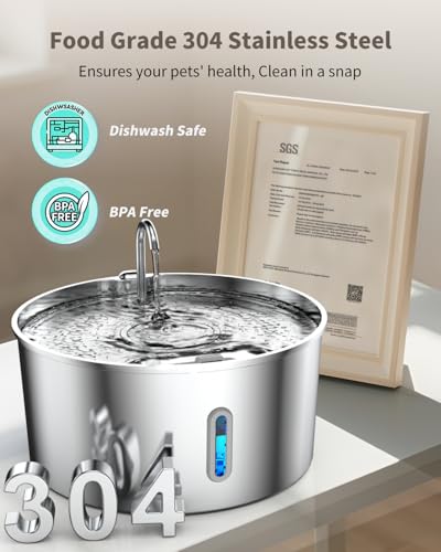 Vekonn Dog Water Fountain Stainless Steel, 7L/236oz Dog Water Bowl Dispenser for Large Dogs, Automatic Cat Water Fountain