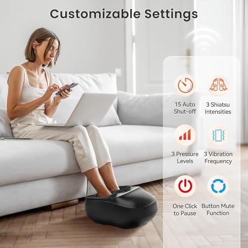 COMFIER Foot Massager with Heat,FSA Eligible,Kneading,Vibration,Compression,Pause Function,Shiatsu feet Massager for Plant...