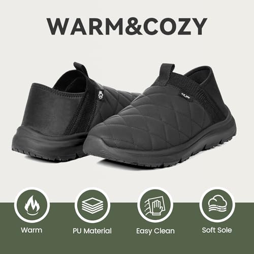 OOW Slippers for Men with Memory Foam House Shoes Lightweight Plush Slip on Garden Loafer Slippers Indoor Outdoor