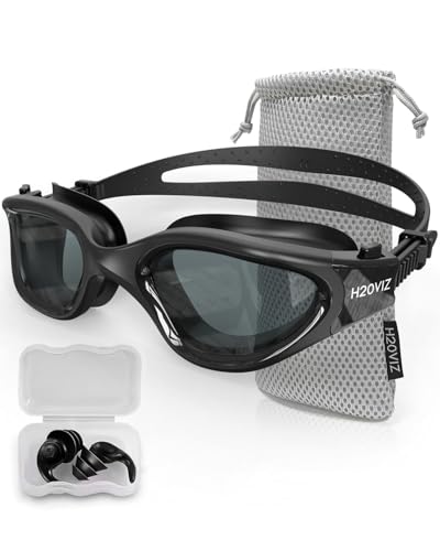 H20VIZ Swimming Goggles | Polarised, Anti-Fog, UV400 Protection, Anti-Leak, Includes Pro Swim Ear Plugs | Men Women Teens