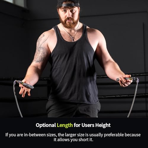Hererope Weighted Jump Ropes for Men & Women, 1/2 LB Jump Rope Weighted With Ball-bearing, No-Slip Grip, Durable Steel Cab...
