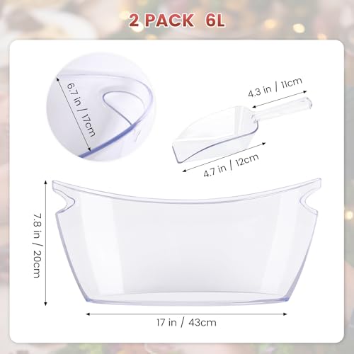 2-Pack Clear Ice Bucket Set – Beverage Tub & Champagne Bucket,Perfect for Mimosa Bar Supplies,Ice Buckets for Parties,and ...