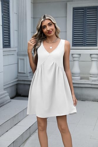 AI'MAGE Women's Swimsuit Coverup Sleeveless Beachwear Summer Casual Bathing Suit V Neck Bikini Coverups Mini Dress S-XXL