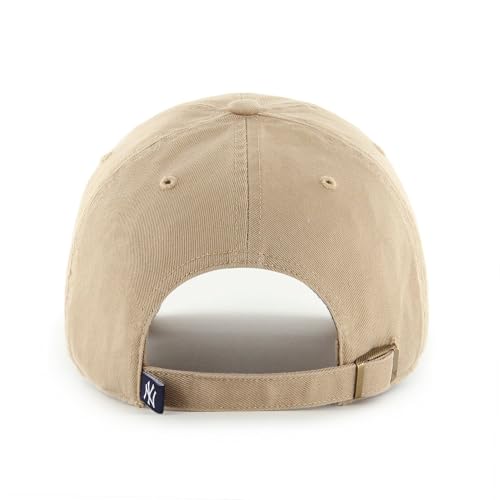47 Brand MLB Khaki Primary Logo Clean Up Adjustable Strap Baseball Dad Hat Cap, Adult One Size Fits All