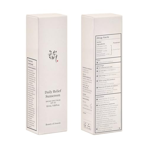 Beauty of Joseon Daily Relief Sunscreen for face Sun moisturizing with Broad Spectrum SPF 40 Korean sunscreen skincare 50ml, 1.69 fl.oz