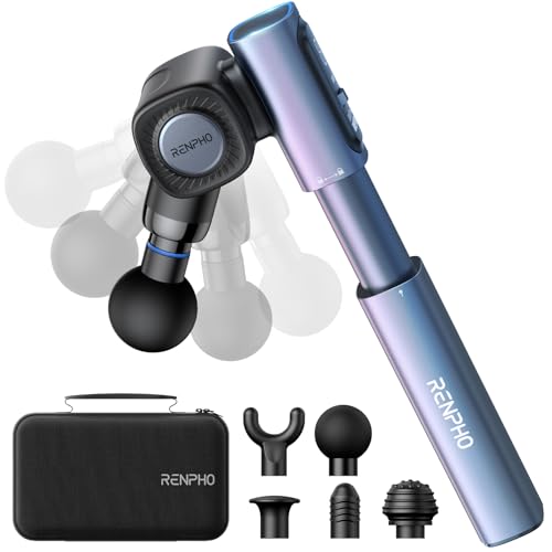 RENPHO Massage Gun with Adjustable Angles and Extension Handle, Valentine's Day Gifts, Handheld Percussion Muscle Massager...