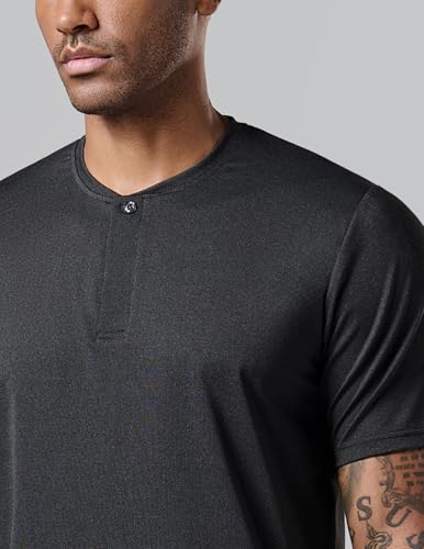 3 Pack: Mens Polo Shirts, Business Casual Golf Henley Work Shirts for Men, Collarless Short Sleeve Stylish Athletic Tshirts