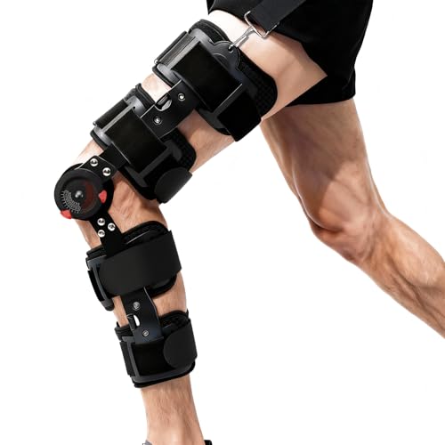 Jevuoyee Adjustable Hinged Knee Brace for Men & Women, ACL Support with Side Stabilizers for Meniscus Tear, Post Reduce Kn...