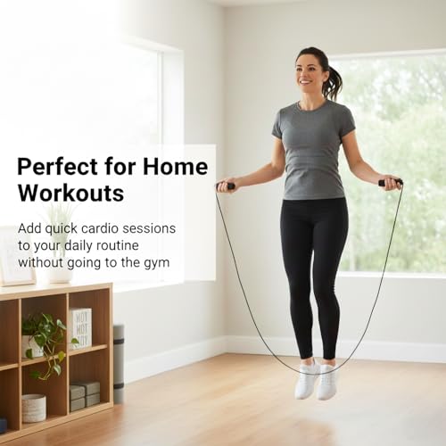 Jump Rope for Fitness – Adjustable PVC Exercise Rope with Tangle-Free Design & Comfortable Foam Handles, Ideal for Cardio,...