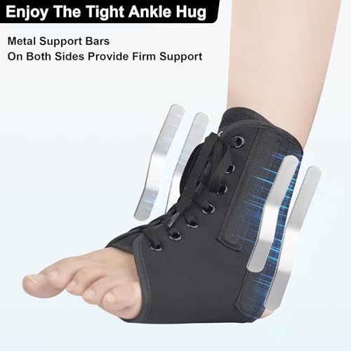 AIDY-PRO Lace Up Ankle Brace with Metal Side Stabilizers, Adjustable Lace-Up Ankle Braces for Men and Women Sprained Foot ...