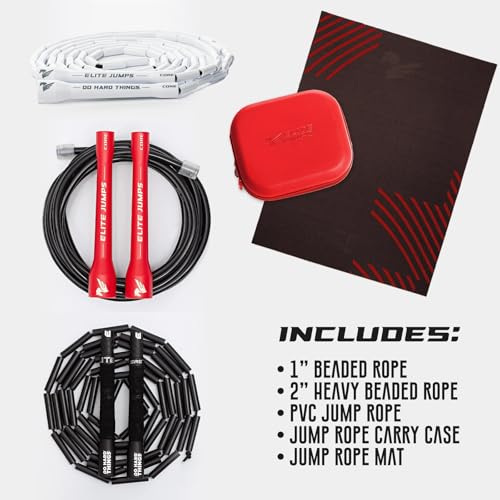 Elite Jumps - Beginner Progression Bundle - 3 Weighted Jump Ropes & Storage Case - Ropes for Beginners, Intermediates, & A...