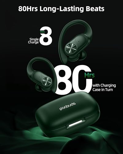 PocBuds Bluetooth Headphones Wireless Earbuds 80hrs Playtime Wireless Charging Case Digital Display Sports Ear Buds with E...