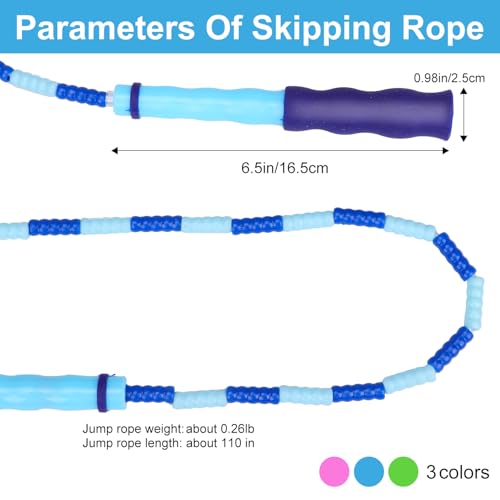GRAWUN Jump Rope For Kids, Soft Beaded Jump Rope, Adjustable Length Tangle-Free Segmented Soft Beaded Skipping Rope，for Wo...