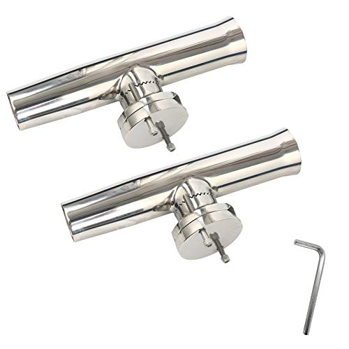 Amarine Made 2Pcs Fishing Rod Holder, Stainless Tournament Style Clamp on Rod Holder, Rail Mount Fishing Pole Holder for R...