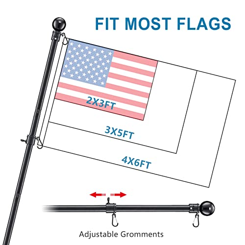 Flag Pole for Outside House - 5ft Heavy Duty Stainless Steel Flag Pole Kit, Tangle Free Spinning Flagpole Holder For Outdo...