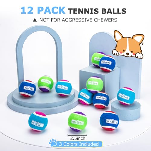 Nobleza Tennis Balls for Dogs 12 Pack, 2.5in Durable Bouncy Floatable Squeaky Tennis Balls for Dogs for Fetch & Exercise, ...