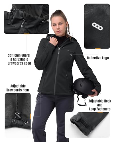 33,000ft Women's Softshell Jacket with Hood Waterproof Lightweight Windbreaker Windproof Rain Shell Jacket for Outdoor Hiking