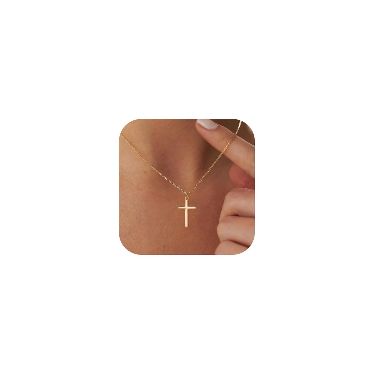 Bheop Cross Necklace for Women Trendy 14K Real Gold Plated Dainty Cross Pendant Choker Faith Charm Necklaces Simple Cute Religio