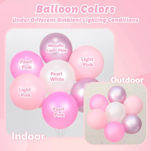 Light Pink and White Balloons, 60pcs 12inch Pearl Light Baby Pink Confetti White Balloons for Wedding Bridal Shower Baby S...