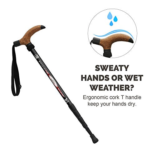 Aluminum Alloy Quick Lock Trekking Pole Anti-Shock Walking Stick Adjustable Cane Crutch for Mountains Trekking Hiking,Ultr...