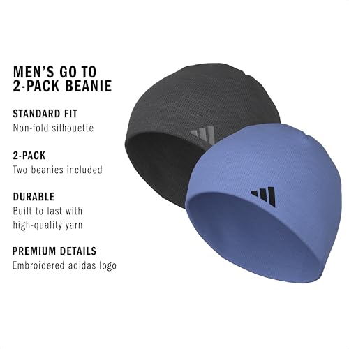 adidas Mens Beanie 2-Pack – Standard Fit Winter Knit Hat Skull Cap