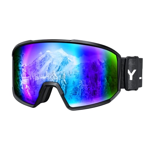 YLKJSWIM Ski Goggles for Men Women, OTG Snow Goggles, UV Protection Snowboard Goggles for Adult & Youth, Snowmobile, Sledding
