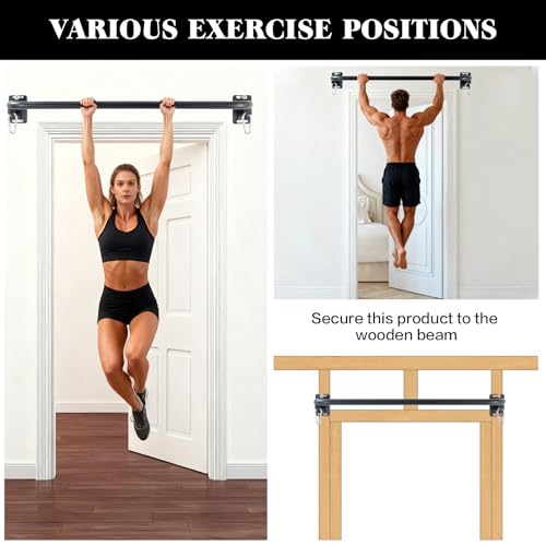 ANOSWXG Wall Mounted Pull Up Bar, Door Frame Pull Up Bar for Home Gym, Professional Drill-Required Chin Up Bar for Secure ...