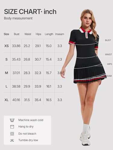 IUK Women's 2-Piece Tennis Skirt Set, Polo V-Neck Top & High-Waisted Pleated Skirt, Athletic Outfit for Golf Pickleball