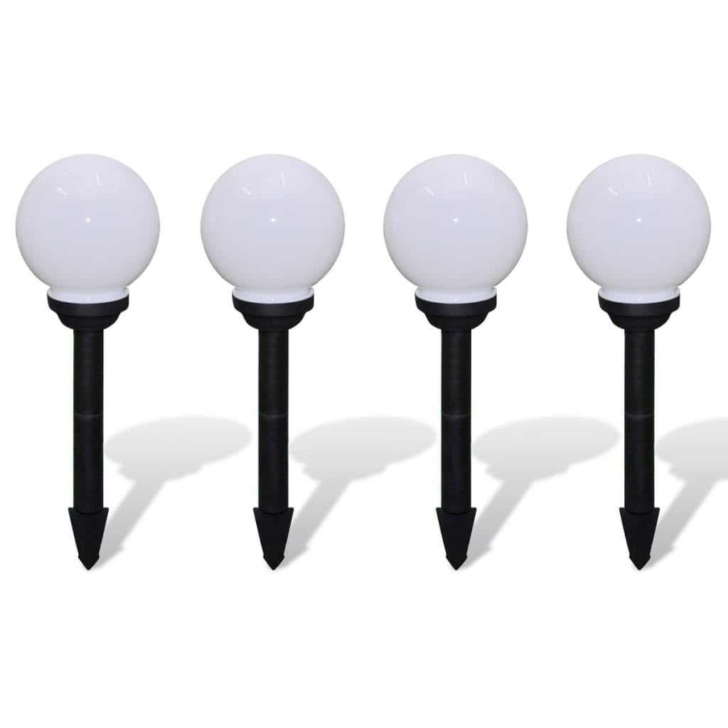 vidaXL Outdoor Solar Path Garden Lamp 4pcs LED 5.9in Plastic White with Black Tubes Model 14255