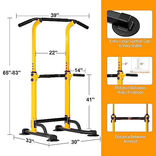 DlandHome Power Tower Pull Up Dip Station Multi-Function Fitness Equipment for Strength Training Adjustable Height Dip Sta...