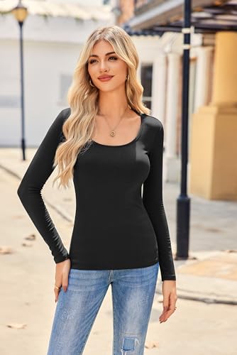 Zeagoo Womens Long Sleeve Henley T Shirts Button Ribbed Knit Slim Fitted Tee Tops Basic Casual Work Blouse XS-XXL