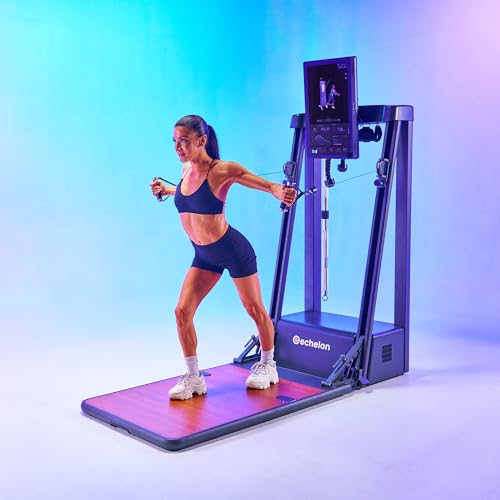 Echelon Strength Home Smart Gym – WiFi-Enabled 24-Inch HD Touchscreen, 5–110 LB Digital Resistance Per Arm, Foldable Mirro...