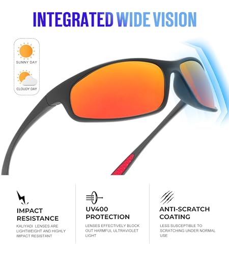 KALIYADI Mens-Sunglasses Polarized Sunglasses-Men Sports: Sport Sun Glasses for Running Cycling Fishing with UV Protection