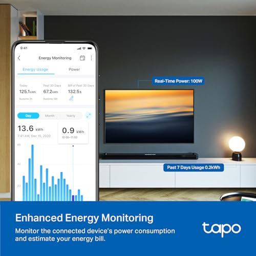 TP-Link Tapo Smart Plug P210M, Wi-Fi in-Wall Outlet, Matter Compatible, Energy Monitoring, 15A/1800W Max, Works with Alex...