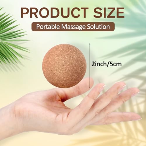 Seenelling 50 Pcs Cork Massage Ball Solid Hard Myofascial Release Yoga Ball for Back Foot Neck Pain Therapy Portable Tissu...