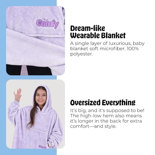 THE COMFY Dream Jr for Kids | Lightweight Microfiber Fleece Wearable Blanket with Hood & Pocket | Seen on Shark Tank