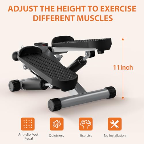 Sweetcrispy Mini Stair Steppers with Resistance Bands for Exercise at Home, Portable Exercise Twist Stepper Machine for Fu...