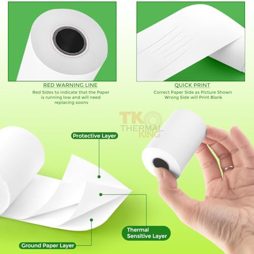 TK Thermal King, (50 Rolls) 2 1/4" 50' feet White Paper Cash Register POS Receipt, Fits All Credit Card Terminal Great For...