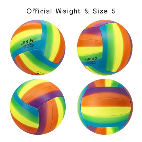 JSNING Rainbow Volleyball,Volley lite for Outdoor Indoor Beach Game,Soft Touch,Official Size 5,Cute Cool Design